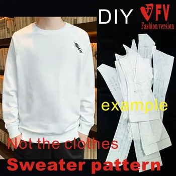 Design Paper Pattern Men's Round Neck Long Sleeve Sweatshirt Clothing Sewing Drawing 1:1 Physical Paper Pattern AVY-3 1