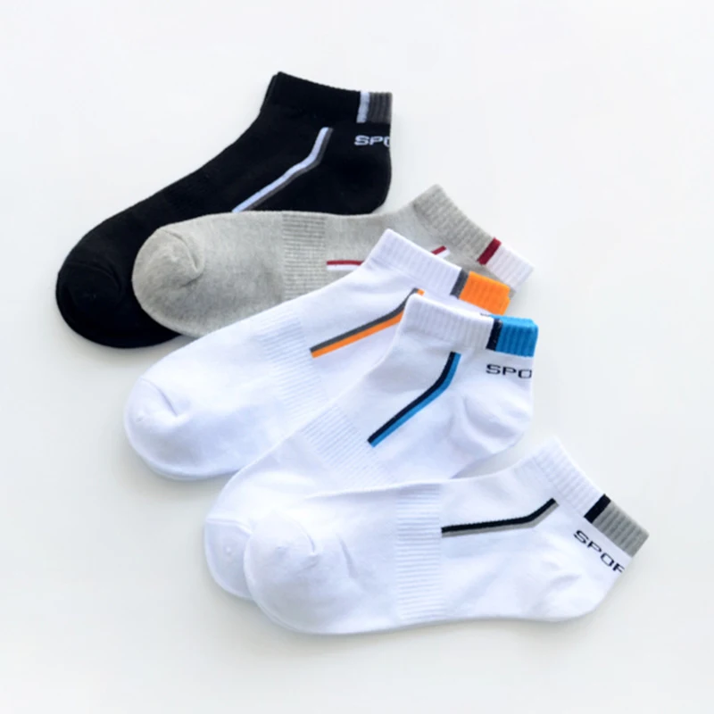 5 paia/lotto da uomo in cotone a righe sportive alla caviglia in mesh corto casual estivo traspirante e comodo calzini da uomo_voghion.com