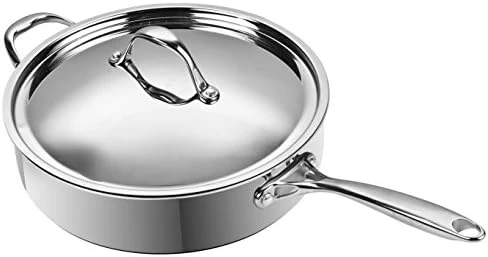 

Clad 10.5 Inch 4 Quart Stainless Steel Saute Skillet, Deep Fry, Induction Cookware Pan,Stay-Cool Handle Metal bundt cake pan Piz