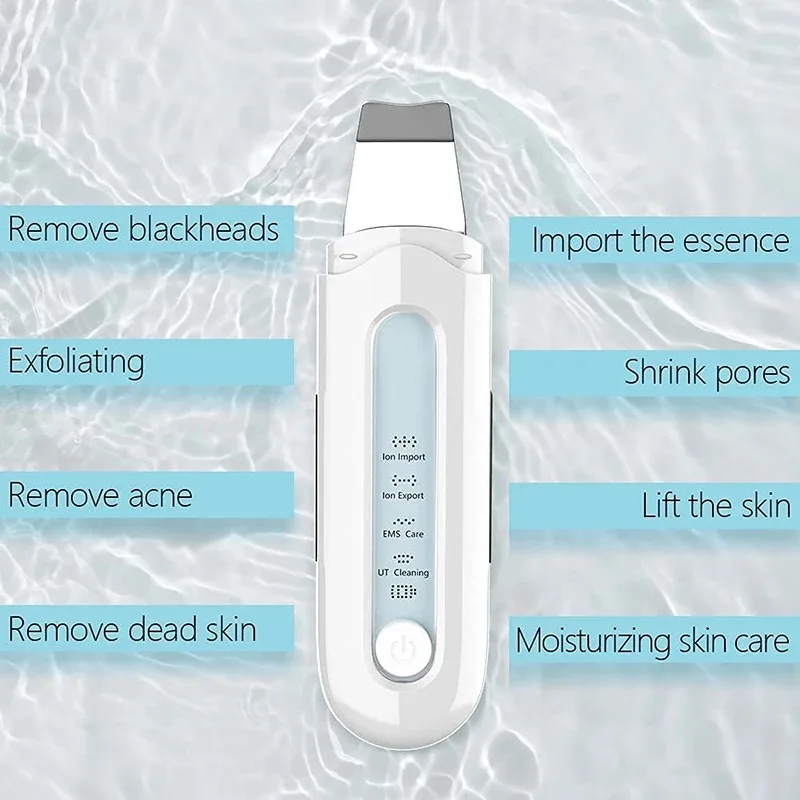 Ultrasonic skin scraper to remove blackheads, acne, dirt, pores, cleansing ems beauty instrument micro-current skin scraper