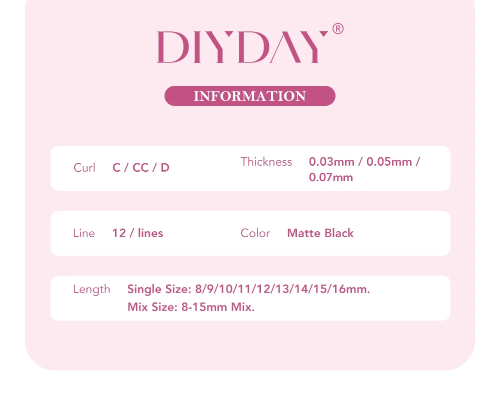 DIYDAY Easy Fanning Eyelash Extension Matte Black Camellia Lashes Extensions Soft Mink Easy Fan Volume False Eyelashes Supplies