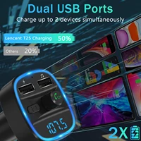 LENCENT Bluetooth FM Transmitter Wireless Radio Adapter Car Kit with Dual USB Charging Car Charger MP3 Player Support TF Card - Image 2