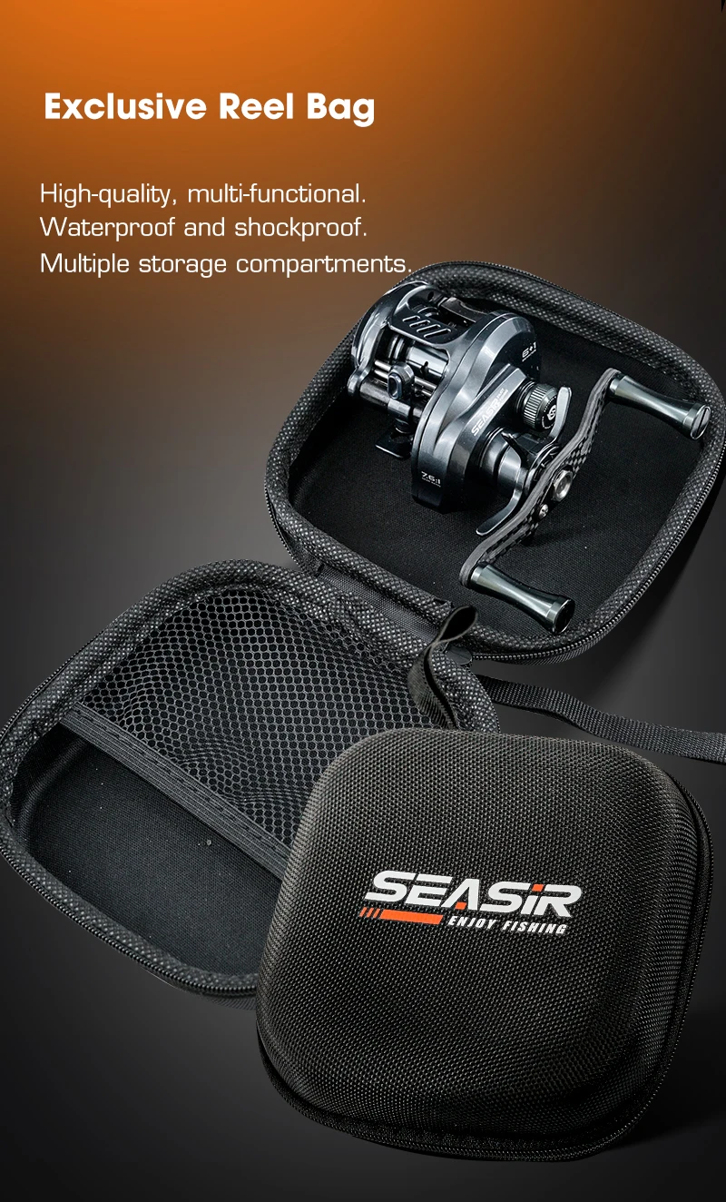 SEASIR Round Rro BFS 119g Baitcasting Angelrolle Ultraleicht Vollcarbon 7,6:1 Übersetzung 5kg Bremskraft Mit Gratis Rollentasche Angelspule – Detail 8