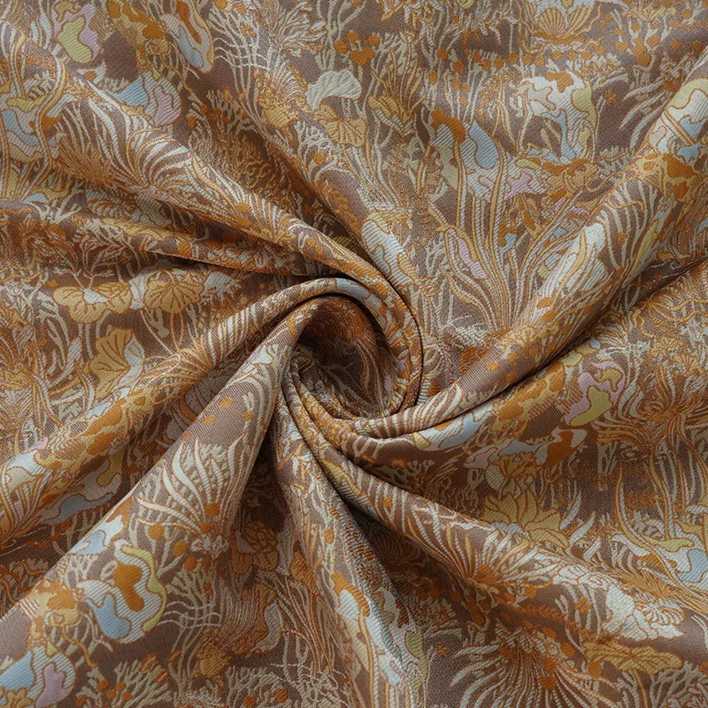 Brown Coffee Skin Friendly Yarn Dyed Jacquard Fabric Lotus Leaf Retro Dress  Clothing Decorative Sewing Fabric By Half Meter - AliExpress