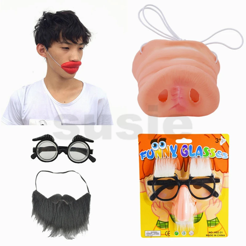Masquerade Mask, Funny April Fool's Day Jokes Sausage Thick Big Mouth Halloween Horror Latex Mask