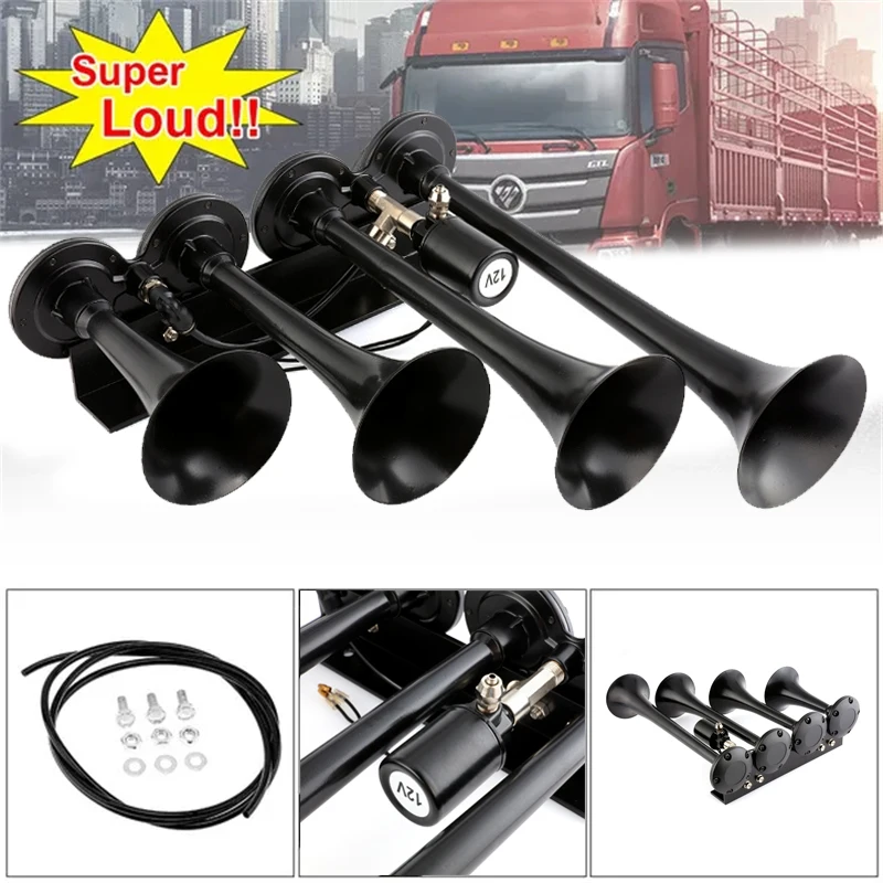 12 - 24V 200dB Super Loud 8 Sounds Style Alarm 6 Trumpet Car Air Horn  Compressor Kit /Set for Motorcycle Boat Truck Car - AliExpress