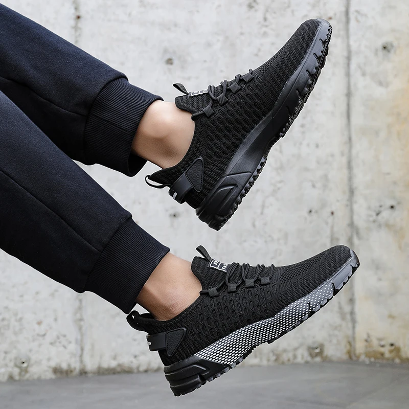 Summer Men's Running Shoes Fashion Mesh Lightweight Arch Support Lace Up Training 2025 New Walking Thick Soled sneaker Shoes