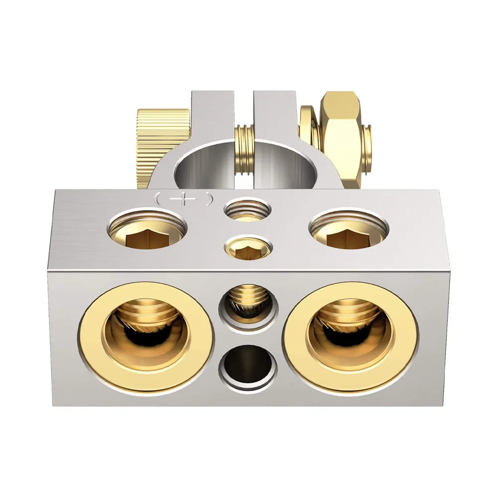 Battery terminals 1 pair car battery terminal connectors kit 2/4/8/10 AWG auto audio positive negative battery post clamp with clear covers shims