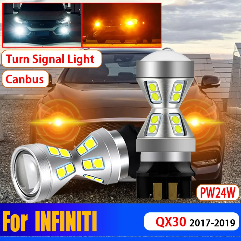 

2x Car Pw24w Canbus No Error Led Bulb Front Indicator PWY24W Turn Signal Light Replacement Lamp For INFINITI QX30 2017 2018 2019