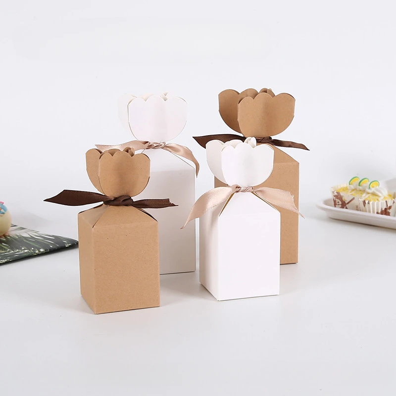 

10pcs Kraft Paper Package Cardboard Box Vase Candy Box Favor And Gift Birthday Christmas Valentine's Party Wedding Decoration