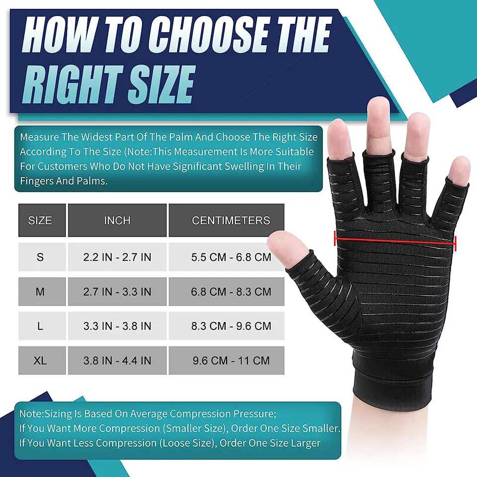 Fingerless Gloves Compression Gloves Arthritis Gloves KoKossi Copper Compression Fingerless for Carpal Tunnel RSI Rheumatoid Tendonitis Computer Typing Hand Pain