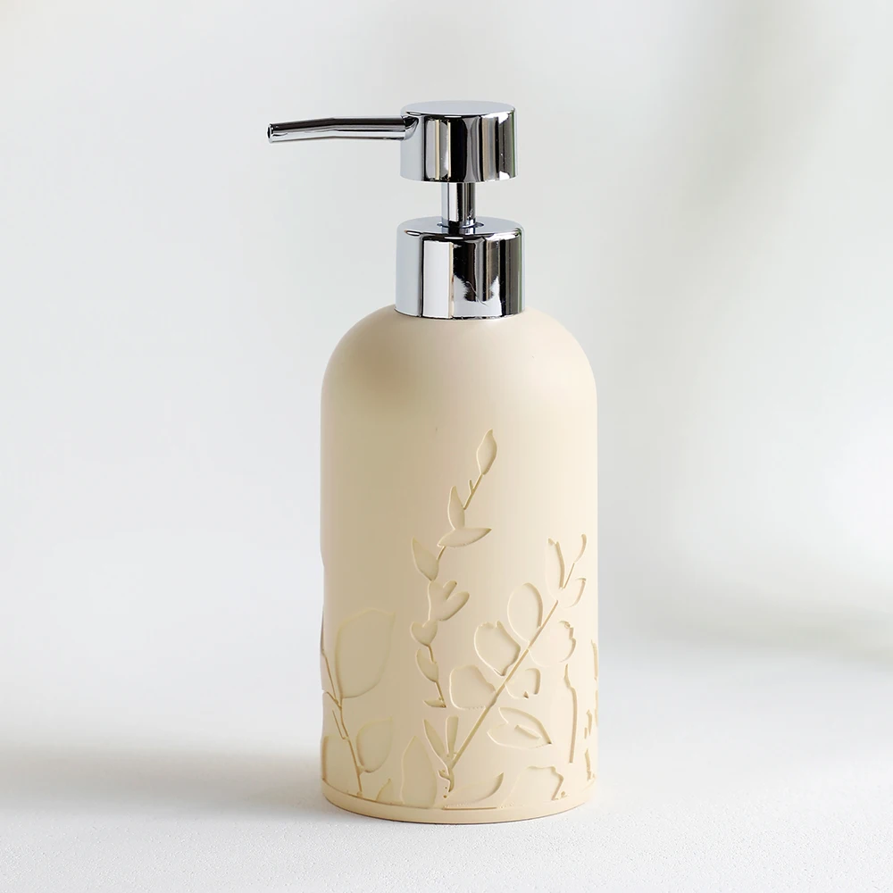 Bathroom 5-piece soap dispenser mouthwash cup toothbrush holder soap tray bottle body carved pattern