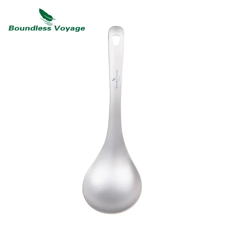 Boundless Voyage Titanium Spoon Tableware Porridge Stew Sauce Deep-bowled Ladle Scoop Cooking Kitchen titanium tableware