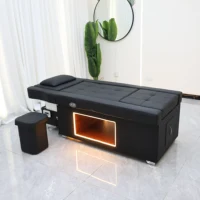 Lit de lavage de cheveux relevable avec fumigation, table de massage thaïlandaise pour salon de coiffure avec bassin de massage des pieds, personnalisable 5
