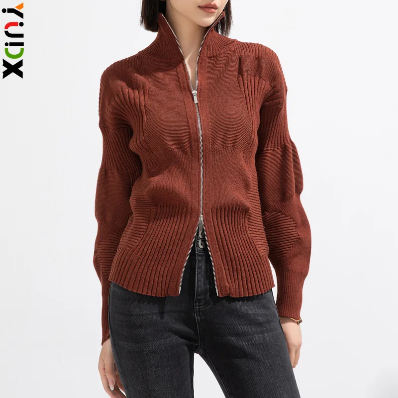 

YUDX Miyake Pleated Plus Size Loose Knitted Cardigan Women Sweater Temperament Slim Fashion Versatile Jacket 2024 Winter New
