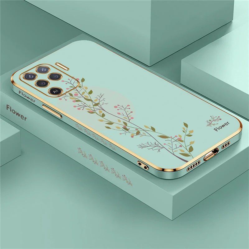 Elegant Plating Pattern Silicone Case with Soft Flower Design and Lens Protection Cover