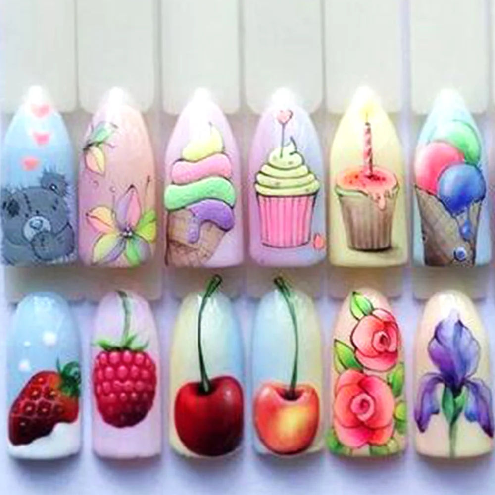 1PCS Summer Ice Cream Fruit Strawberry Cherry Cake Nail Art Water Transfer Sticker Decor Slider Decal Manicure Tool