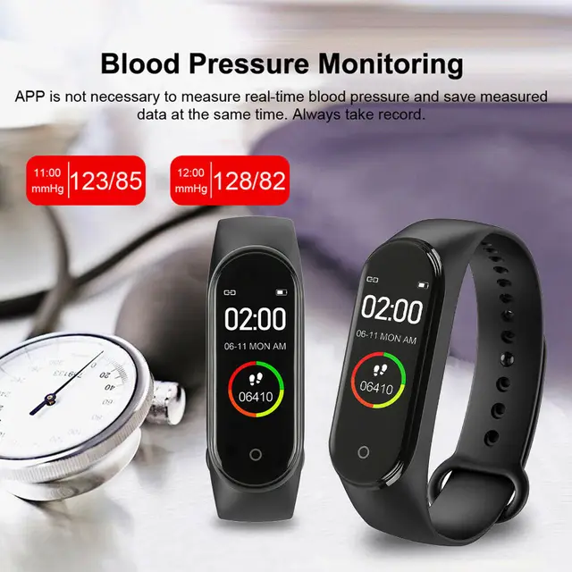 Health Smart Band Heart Rate Blood Pressure Monitor Sport Watch for Men Women Bracelet Smartwatch Waterproof Fitness Tracker M4 2
