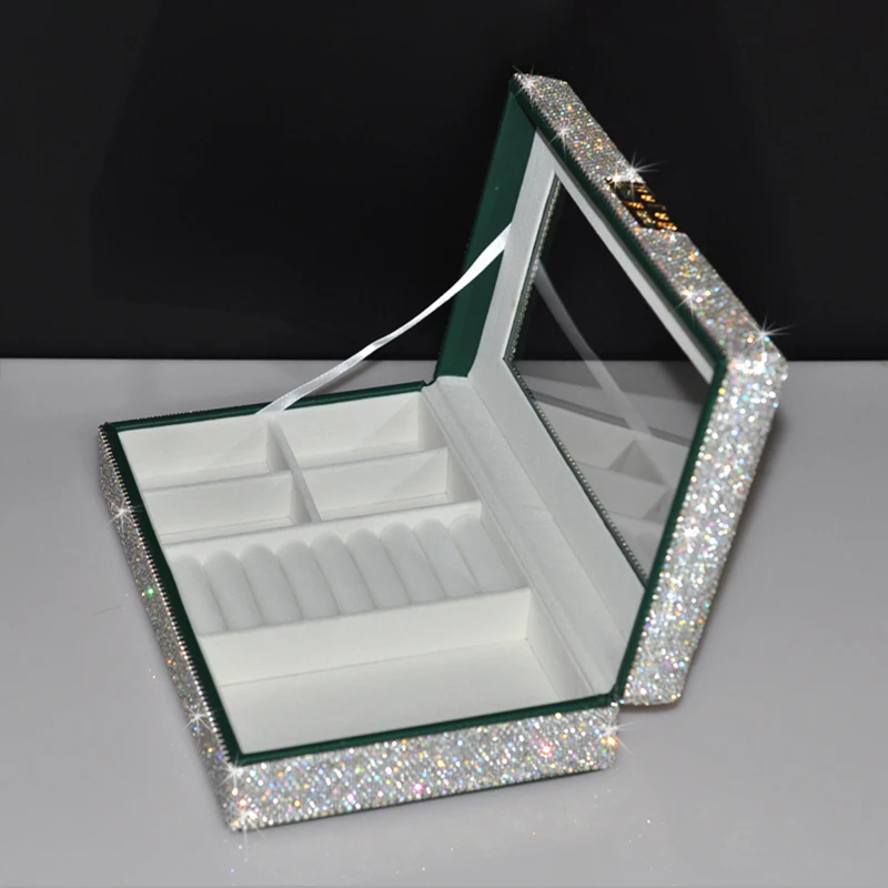 Shiny Diamond Luxury Jewelry Packaging Necklace Earring Holder