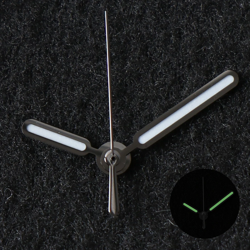 Watch Accessories, 8.5*12.5*12.5mm NH35 Watch Hand for Seiko Nautilus NH35 NH36 Movement Watch Needle Hands, Green Lume Silver Vintage