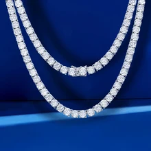 5mm Real Moissanite Diamond Tennis Necklaces Bracelet 925 Sterling Silver 18K White Gold Plated Sparking Wedding Gift Long Chain