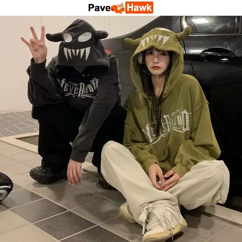 Sweatshirt Men's Horns Streetwear Sweatshirt Demon Horns Hoodie