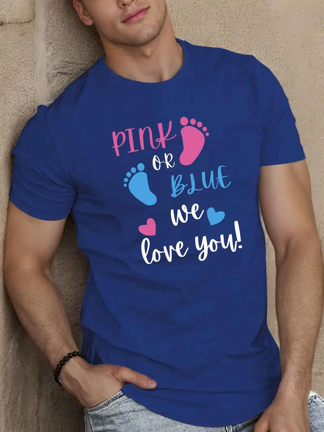 Geschlechtsneutrales Baby-Fußabdruck-T-Shirt aus Baumwolle für Männer, Schwangerschaftsankündigung, Party, Freizeit, Sommer-T-Shirt – Detail 2