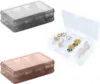 Double Jewelry Organizer Plastic Compartment Jewelry Organizer Small Box Square Carrying Storage Transparent 1