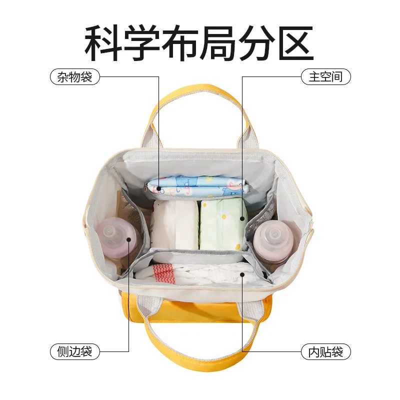 Borsa per pannolini per bambini alla moda Borsa per maternità per mamma di grande capacità Borsa impermeabile per pannolini multifunzionale portatile per attività di cura del bambino - immagine 3