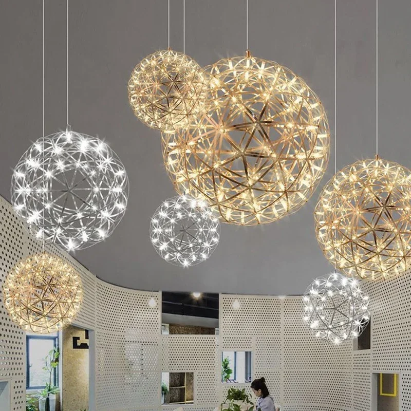

Modern Simple Creative Spark Star Pendant Light Indoor Decor Chandeliers LED Fireworks Ball Lights For Hotel Stair Shopping Mall