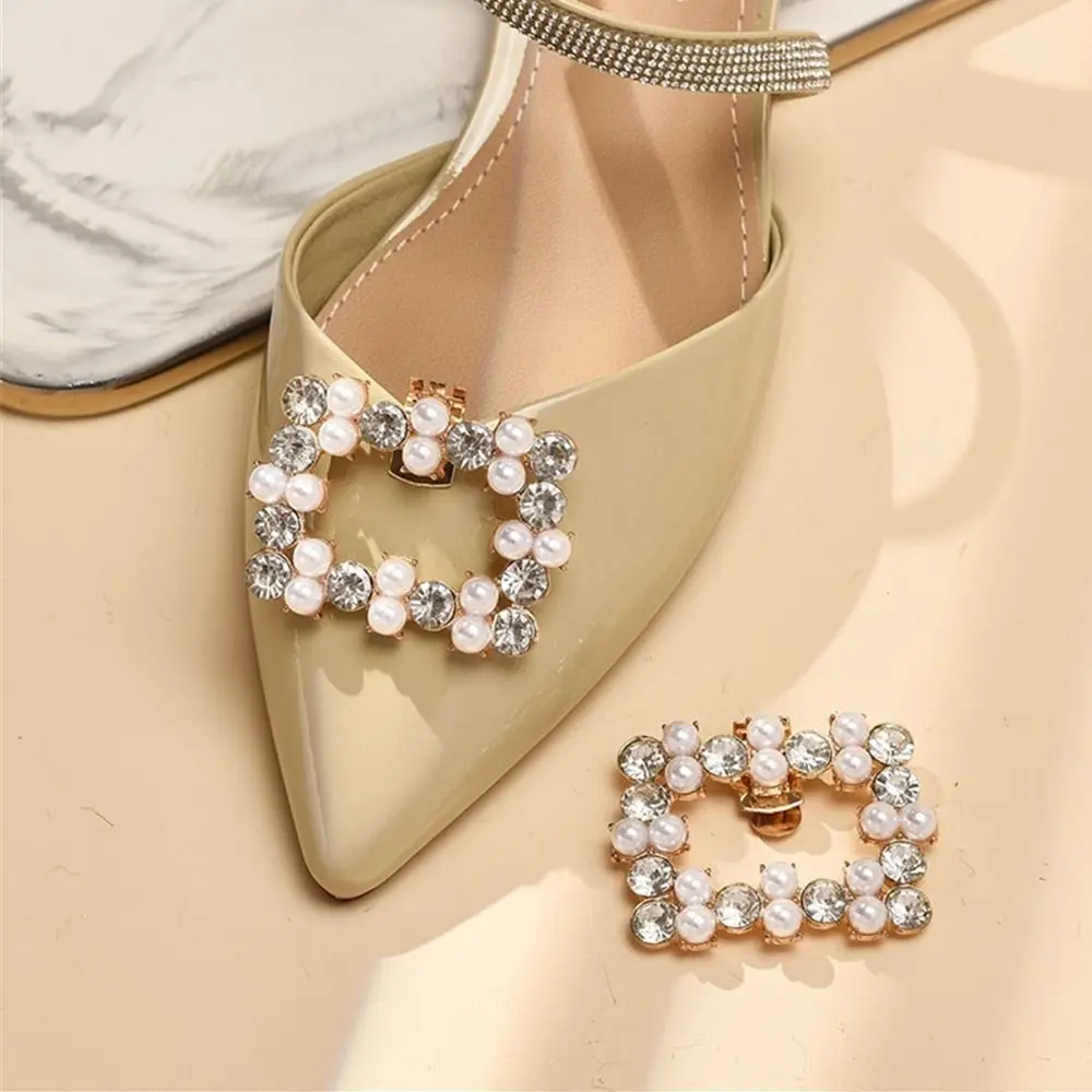 2 Stück Hochzeitsschuh-Clips mit Strass-Kristallen, Schuhverzierungen, Schmuck-Schuhdekorationen, Charm-Schnallen – Detail 6
