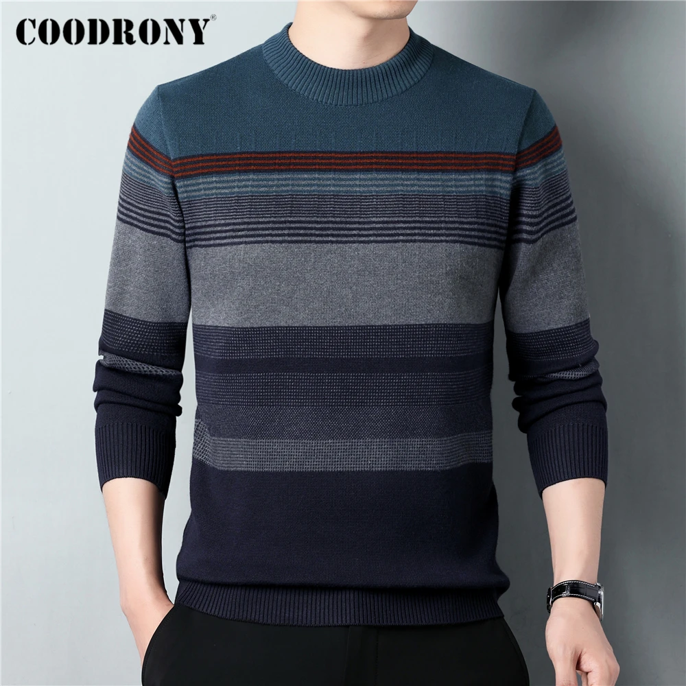 

COODRONY Brand O-Neck Striped Sweater Men Clothing Autumn Winter New Arrival Knitwear Casual Thick Warm Pullover Jersey Z1158