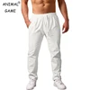 New Men's Lightweight Long Pants Summer Loose Fit Trousers for Holidays Breathable Linen Streetwear Men Fitness Sweatpants 1