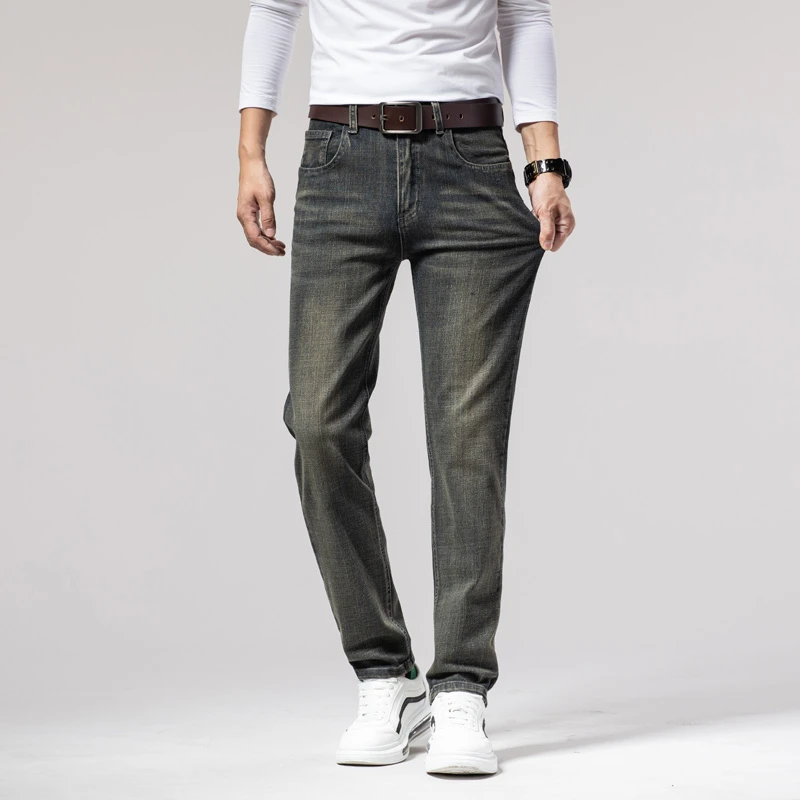 CUMUKKIYP Straight Jeans Men Casual Fashion Denim Trousers Thin Male Brand Summer Loose Straight Pants Vintage Blue Black