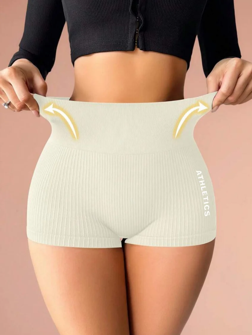 High waisted exercise, abdominal compression, tight yoga shorts, women's quick drying running, elastic peach buttocks, lifted bu
