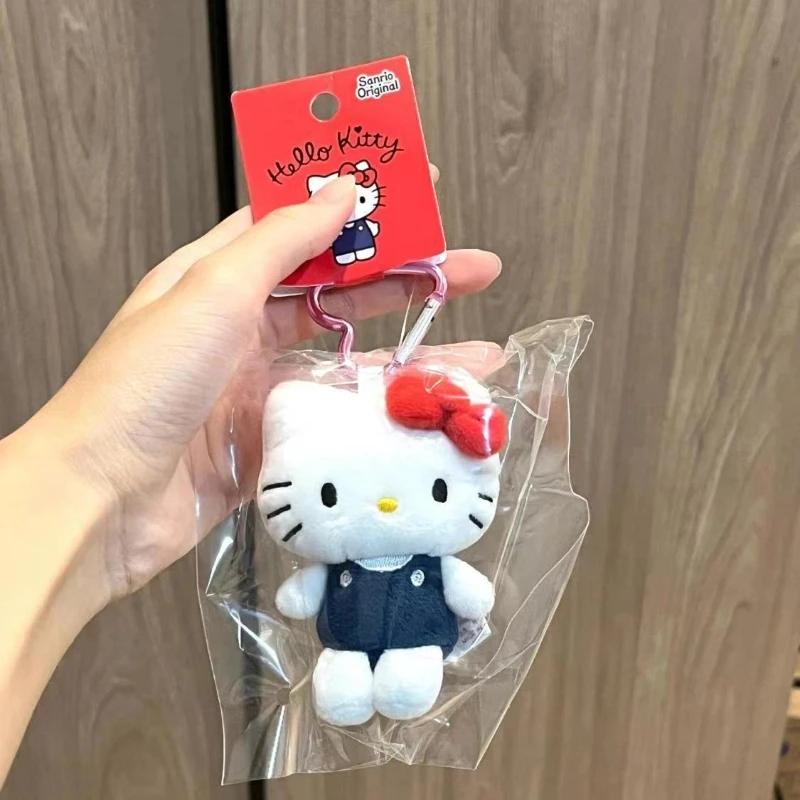 Hello Kitty Sanrio Kuromi Stitch Love Buckle KT Cat Key Chain Pendant Plush Toy Accessories Girls Gifts