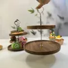 2-Layer Wooden Cupcake Stand Round Tiered Cake Display Stand For Birthday Party Dessert Table Fruit Plate Display Tray NEW 1