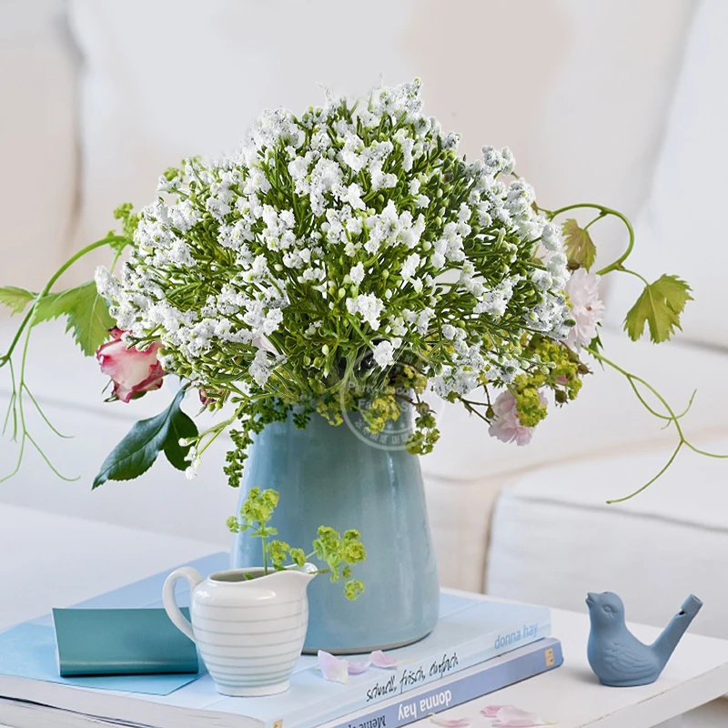 12pcs/bundle Artificial Gypsophila Flowers White Baby Breath Flower Wedding Bride DIY Floral Bouquets Home Vase Decoration 32cm