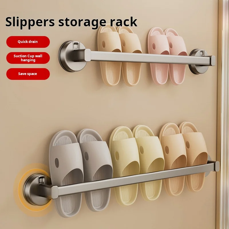 Bathroom Suction Cup Slipper Holder, Non Perforated Toilet Wall Mounted Storage Rack, Slipper Drain Rack, Storage Artifact