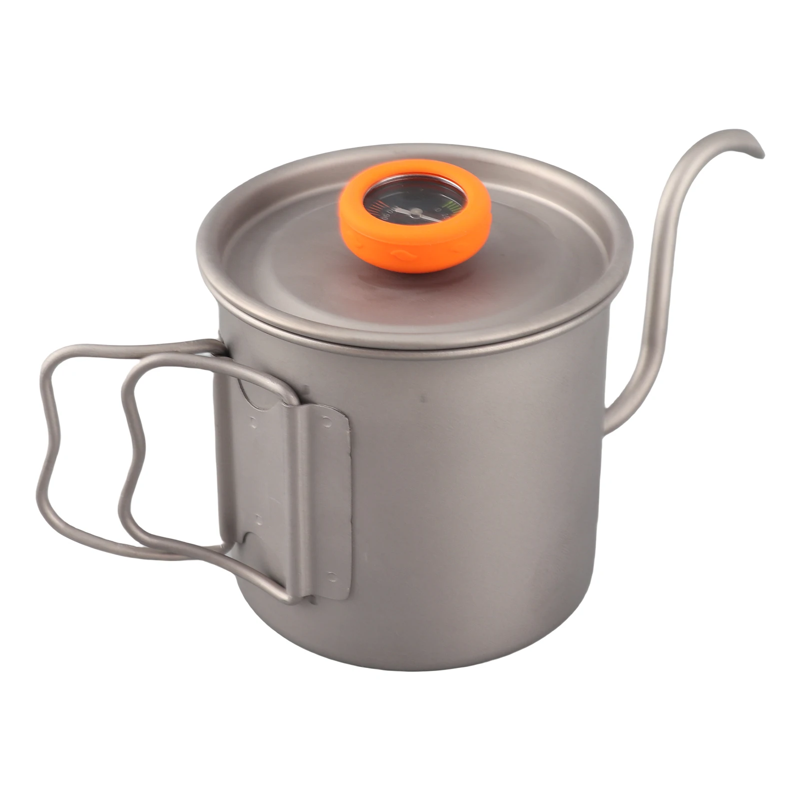 Aomiun Titan-Gießkessel für den Außenbereich, Ti Pour Over-Kaffeekessel, 400 ml Schwanenhals-Teekessel mit Thermometer und Klappgriff – Detail 3