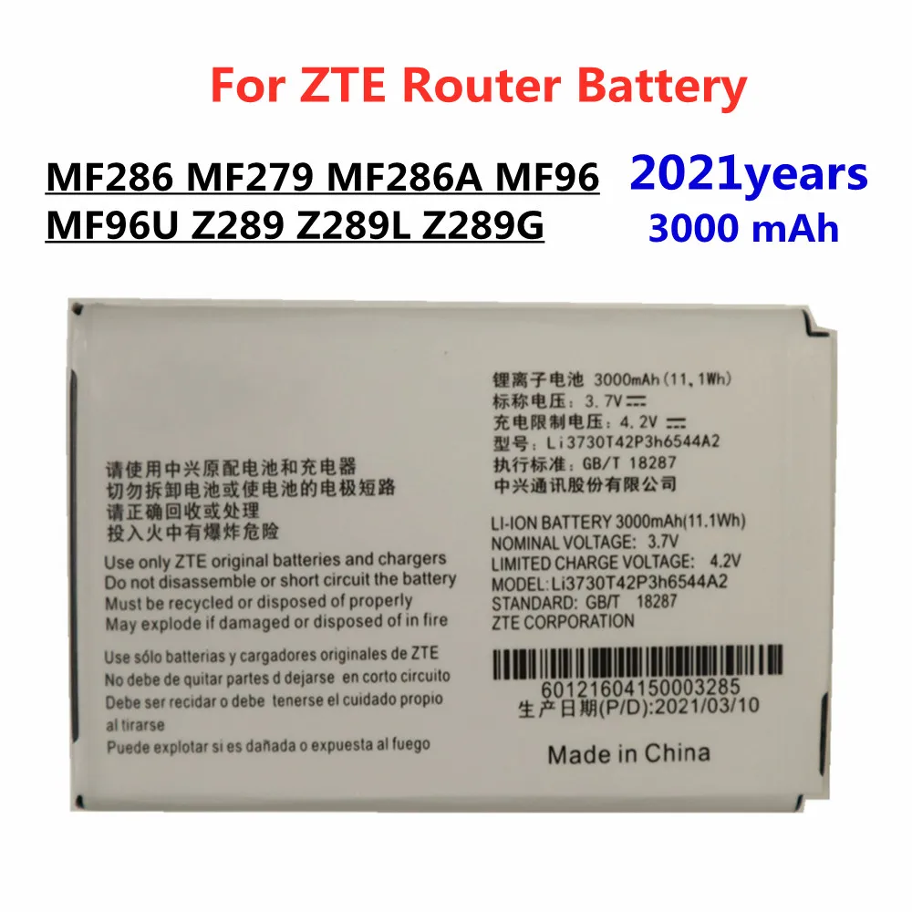 

2021 New Li3730T42P3h6544A2 Wifi Router Battery For ZTE MF286 MF279 MF286A MF96 MF96U Z289 Z289L Z289G T-mobile Sonic 2.0