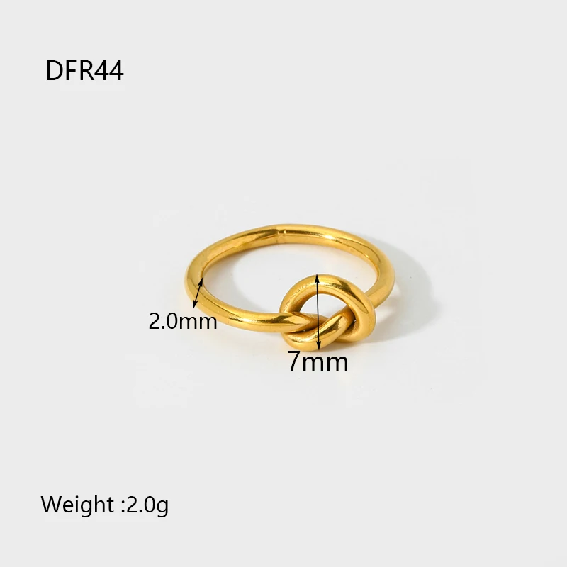 Ins Trend 18 Karat vergoldete Edelstahl perlen Twisted Knot Seil Kette stapelbarer Ring für Frauen wasserdichten Schmuck Geschenk – Detail 7