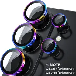 Premium Aluminum Alloy Ring with Tempered Glass Camera Protector Lens Accessories - Galaxy S26U (Colorful - 03)