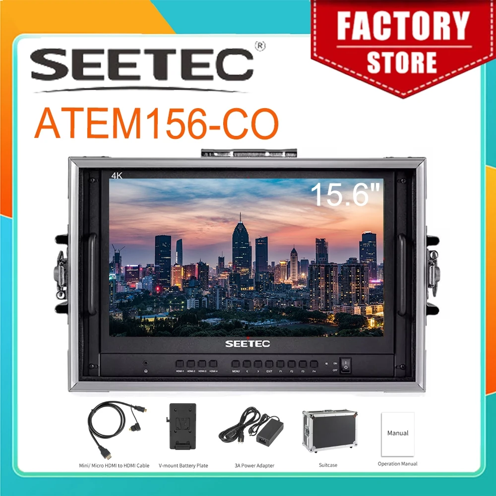 Seetec 15.6 "Atem156-Co 4K Hdmi Multiview Portatile Carry-On Live Streaming Broadcast Director Monitor Per Atem Mini Mixer Pro