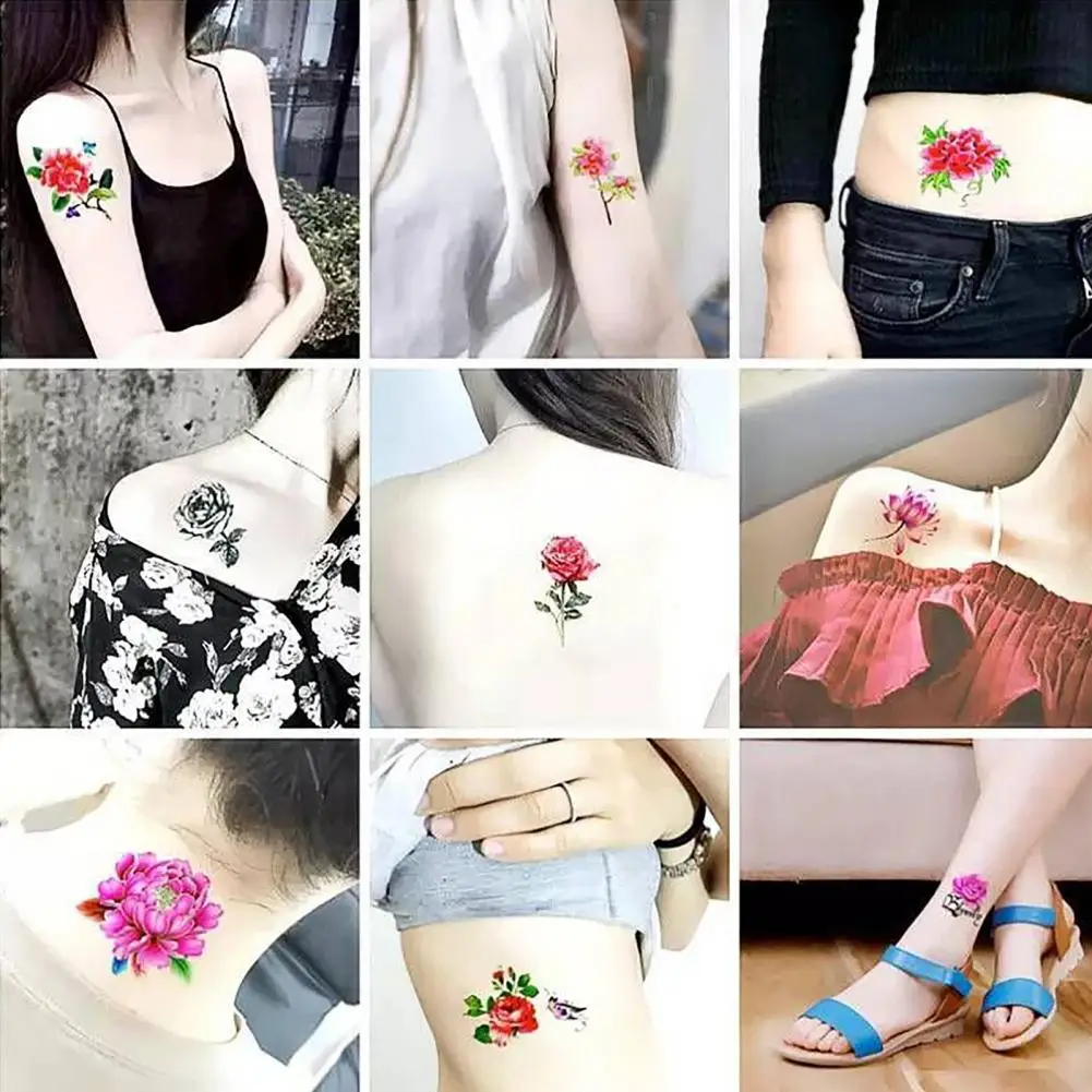 

Versatile Body Decoration Stickers Elegant Flower Butterfly Temporary Tattoos Waterproof Body Art Stickers for Women Men