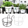 Garden Hanging Plant Iron Racks Balcony Round Flower Pot Rack Railing Fence 1
