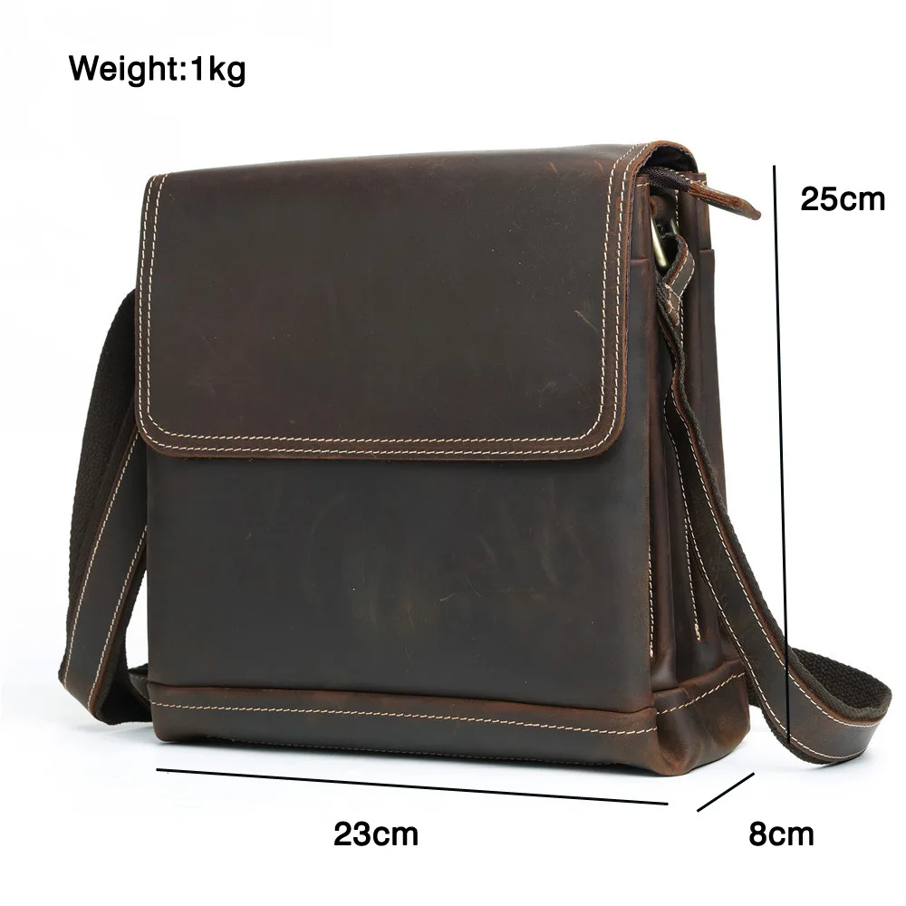 Men's Shoulder Bag Genuine Leather Business Luxury Sling Messenger Crossbody Handbag Sling Bag Male Travel Large Capacity Pouch
