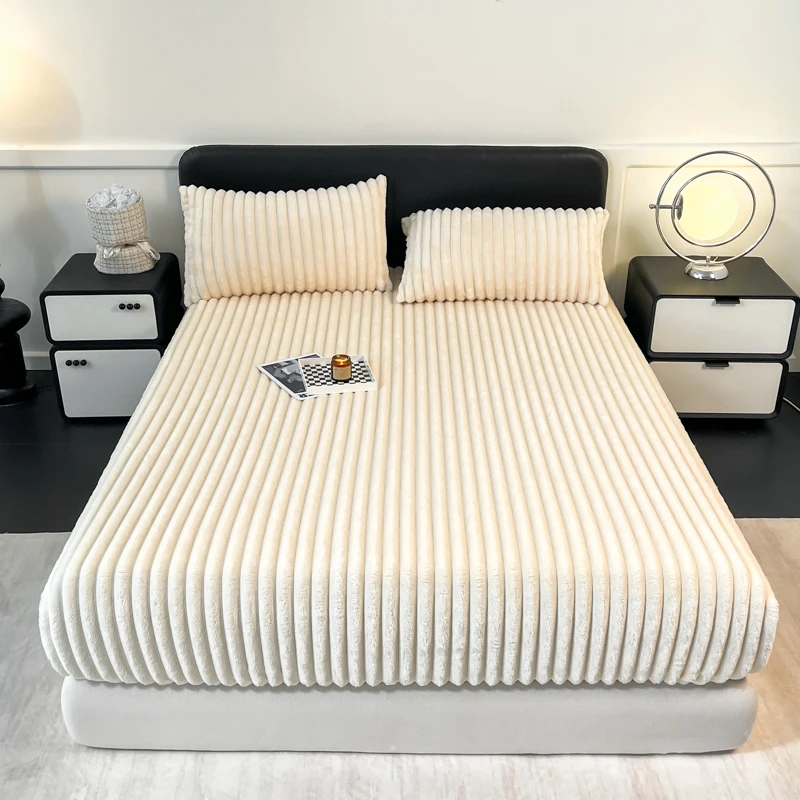 2024 new class A 310g rabbit hair drawn bed hat thickened warm autumn and winter velvet mattress protective cover 5