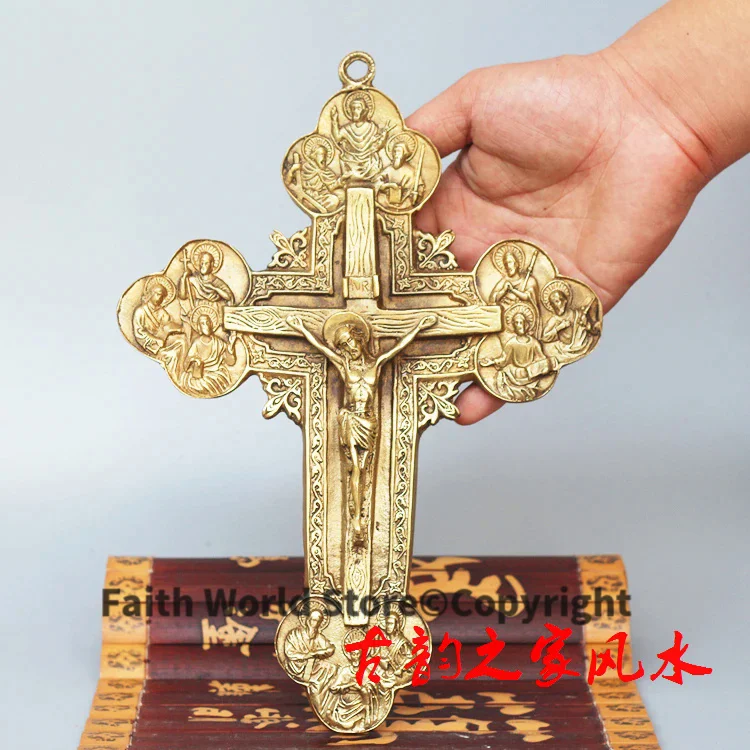 

Christian Catholicism Keepsake Jesus Christ On Cross the crucifixion Christ on cross Religious Figurine copper statue