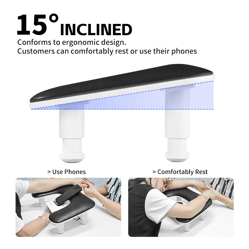 New Arm Rest for Nails U-shaped Manicure Adjustable Nail Arm Rest Stand Microfiber PU Leather Hand Rest Pillow for Nail Cushion 2